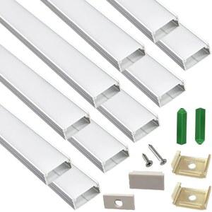 THMOOTHER Hue Plus에 적합, 10팩 9.9m(3.28피트) LED 스트립 U 채널 디퓨저, 플랫 밀키 커버가 있는 표면 장착 테이프 라이트 알루미늄 트랙, 1.6cm(0.63인치) 너비의 리본용으로 설계된 로우 프로파일 (3.2m(10,
