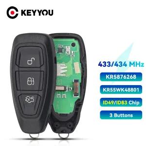 KEYYOU KR5876268 ID49 KR55WK48801 4D83 칩 433MHz 스마트 리모컨 자동차 키 포드 피에스타 쿠가 용
