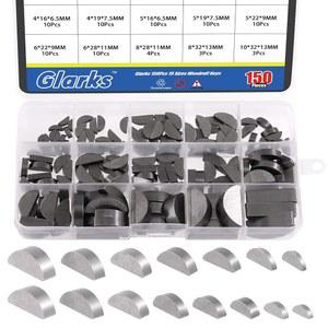Glarks 150피스 15가지 사이즈 우드럽 키 모음 탄소강 반원형 세트 패스너 기계 산업용
