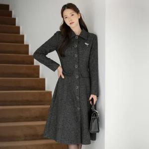 [시크라인] (~XXL까지) 리브렐 테일러드카라 트위드 원피스 겨울 하객룩 오피스룩 모임룩 격식룩 연말룩 빅사이즈