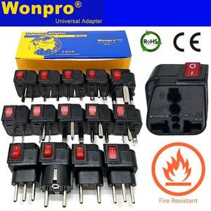 Wonpro WSA 시리즈 메인 LED 스위치 포함 범용 플러그 어댑터 UK US AU EU CN Schuko AC250V 10A-16A