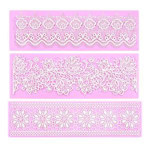 엠보싱 레이스 퐁당 몰드 멀티 서클 플라워 매트 웨딩 케이크 장식 도구 라탄 모양 컵케이크 실리콘 세트 3개