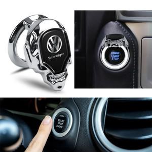 1pcs 자동차 엔진 시작 중지 스위치 버튼 커버 스티커 폭스 바겐 골프 폴로 Passat Touran Jetta 액세서리