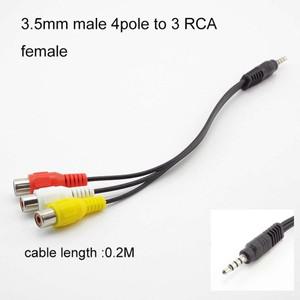 오디오 3 4 극 3.5mm 잭 남성 여성 플러그 2RCA 2 rca 커넥터 어댑터 비디오 AV 케이블 와이어 코드 t1