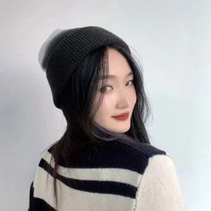 ( )그라데이션 니트 비니 블랙 겨울모자 비니 모자 니트 겨울 패션