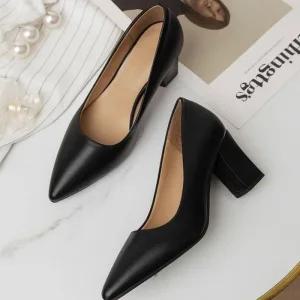 여성 구두 힐 신발 플랫 하이힐 데일리 직장 클래식 펌프스 기본 단화 슈즈 검정 발편