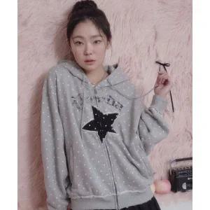 매장정품 PRENDA DOT STAR CUT-OFF HOOD ZIP-UP GRAY