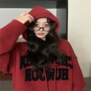 홀가먼트 오버핏 후드 4color 후디 원피스 가디건 니트 레터링 롱