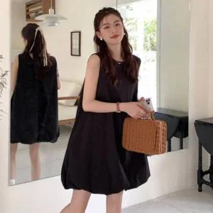 뷔스티에 볼륨 쉬폰 온나핏 미니원피스 민소매