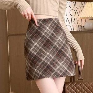 여성 치마 체크 스커트 모직 숏 룩 가을 미니 데이트