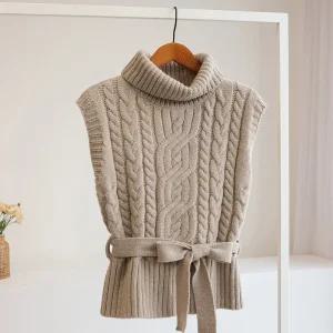 [잇수다] 케챠프 꽈배기 케이블 스트랩 폴라 니트 조끼 베스트