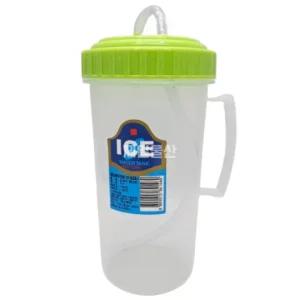 플라스틱 손잡이 빨대컵 500ml 1개 뚜껑형