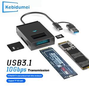 USB 3.1 to M.2 NVMe NGFF SSD 하드 드라이브 어댑터 컨버터 10Gbps 외장 케이스 (SD TF 카드 리더 타입 A+