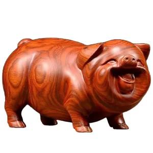 조각 행운의 거실인테리어소품 우드 조각상 목각 돼지 장식품 흑단