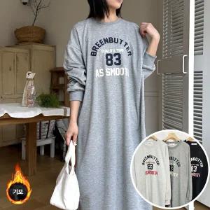 83 기모 원피스 긴팔 BOX 여성 오버핏 티셔츠 (3컬러) 박시핏 빅사이즈