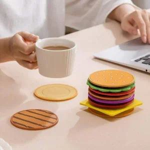 [골드스마일]햄버거 모양 컵받침 코스터 컵홀더 음료 받침대 커피잔 테이블 소품