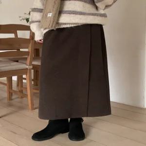 [제작] 젤리 스판 모직라이크 밴딩 롱 스커트 85390 빅사이즈 여성의류