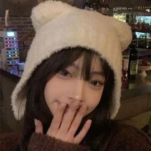 여성 데일리 겨울 러블리한 귀 디자인 니트 모자 BN0 비니 여성버킷햇 털모자 패션모자 겨울모자