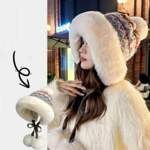 겨울 털 방울 니트 모자 여성 퍼 안감 귀달이 방한모자 니트모자 겨울모자 털모자