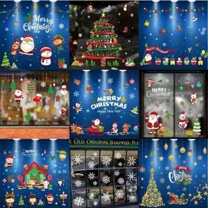 윈도우스티 커크리스마스 눈꽃트리 눈모양 어린이집꾸미기 시트지 데코 유리창 산타 루돌프 트리 눈꽃송이