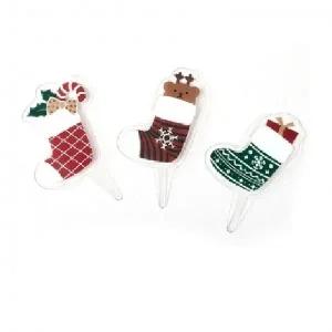 ( )크리스마스 미니 케이크 머핀 토퍼 산타양말 3종셋트 3개