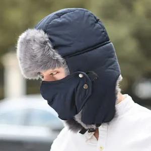 네이비 1세트 방한모 마스크 자 플러쉬 2PC