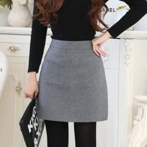 여자 A라인 스커트 겨울 모직 아이웨스트 원피스 기본 치마