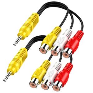 PANPEO AV 어댑터 TCL TV용 비디오 부품 케이블 교체 3 RCA ~ 3.5mm 입력 - 2팩