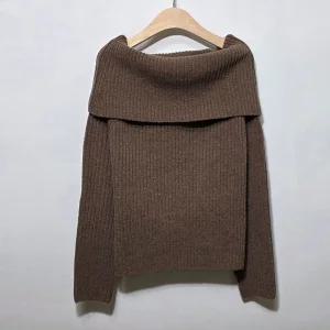 국산 여성 골지 오프숄더 니트 티셔츠 21DS-WKN-5057-브라운