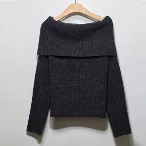 국산 여성 골지 오프숄더 니트 티셔츠 21DS-WKN-5057-차콜