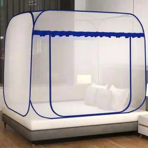 원터치 침대모기장 180x200cm 블루 휴대용 공원 접이식 간편 설치 야외 텐트 벌레