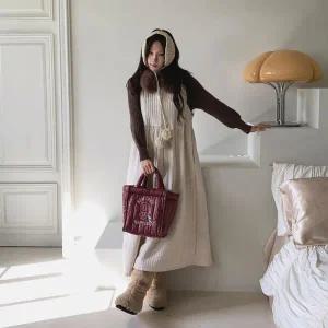 [하프클럽/]여성 빅사이즈 슬리브리스 레이어드룩 원피스