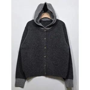 [하프클럽/샵앤]국산 여성 배색 후드 단추오픈 가디건 21DS-WCD-5072-차콜