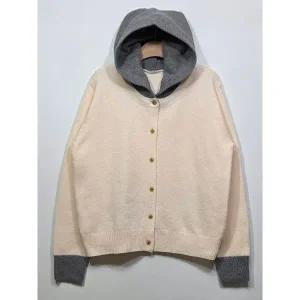 [하프클럽/샵앤]국산 여성 배색 후드 단추오픈 가디건 21DS-WCD-5072-아이보리