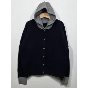 [하프클럽/샵앤]국산 여성 배색 후드 단추오픈 가디건 21DS-WCD-5072-네이비