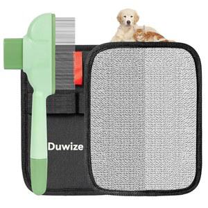 고양이와 강아지를 위한 듀와이즈 벼룩 빗 - 옷, 가구, 카펫, 침구용 무료 정전기 반려동물 제모 장갑으로 느슨한 털, 엉킴, 벼룩, 단더를 제거합니다