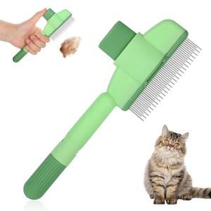 고양이 개를 위한 보후이즈 벼룩 빗, 릴리스 버튼으로 털을 빼는 미세한 이빨 반려동물 털 제거 길고 짧은 스테인리스 스틸 이빨, 개 작은 반려동물을 자기 청소용