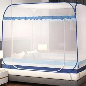 원터치 침대모기장 120x200cm 블루 사각 실내 텐트형 날파리 방충 아파트 아기 방