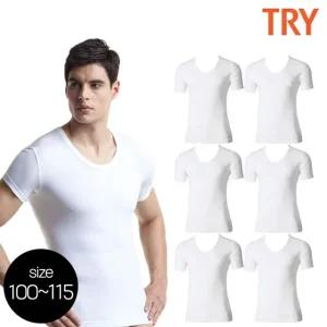 [무료배송]트라이 TMTSB01 빅사이즈 U넥 순면 반팔 티셔츠 런닝 6종(100~115)