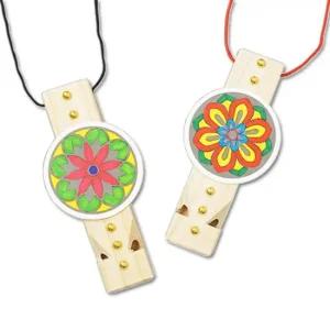 추석 문양 나무피리 목걸이(5인용) 송편