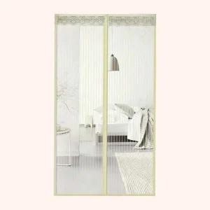 문 모기장 100x200cm 베이지 입구 도어 커튼 가림막 현관 문틀 출입문 미세망 창문