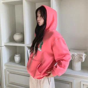 [하프클럽/]여성 나염 필기체 포인트 후디 티셔츠