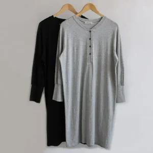 J.퍼프원피스 단추수유원피스 수유복 수유롱티 임부복