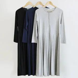 TR반오픈주름롱원피스 단추형 수유복 빅사이즈 임부복