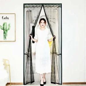 모기장 90x200cm 블랙 접착 가림막 방충 문틀 현관 입구 출입문 미세망 창문 도어