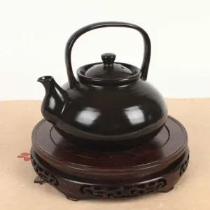 블랙 원형 내열주전자 1500ml 주전자 내열주전자 난로주전자 차주전자 자체주전자 도자기주전자