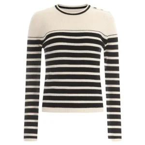 숄더버튼 여성 라운드 골지 슬림 이너 캐시미어 니트 FR.B-WKN-1758-크림.블랙