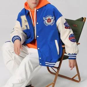 [파파브로] 남성 패치 오버핏 야구점퍼 LD-JUA-QSIS185-블루