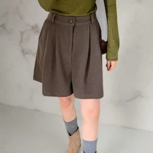 [다잇템] 여성 핫팬츠 큰사이즈 투핀턱 편한 FW 보온 반바지