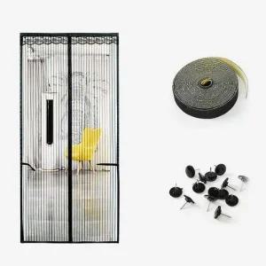 모기장 100x200cm 블랙 출입문 차단 분리형 방충 현관 입구 문틀 미세망 창문 도어